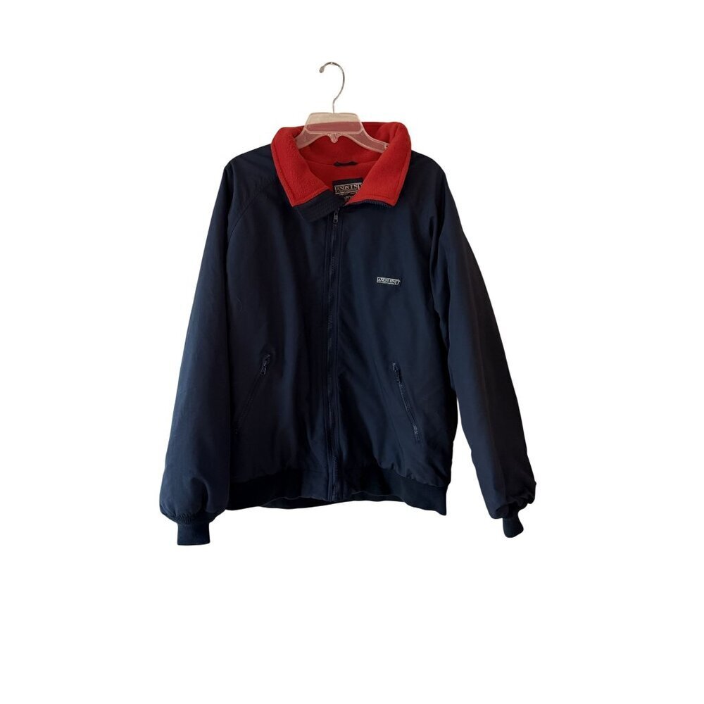 Lands End Mens XL Tall Squall Jacket Navy Blue With Red Fleece Lining Size